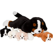Snugababies Shiba Inu Stuffed Animal Mommy with 4 Baby Puppies in Tummy Plush Toy Anime Corgi & Akita Kawaii Dog Soft Pillow; Plush Toy Gifts for Boys Girls